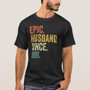 T-shirt Mari épopé depuis 1991 32 ans 32e Mariage Anni