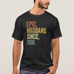 T-shirt Mari épopé depuis 2008 15 ans 15e Mariage Anni