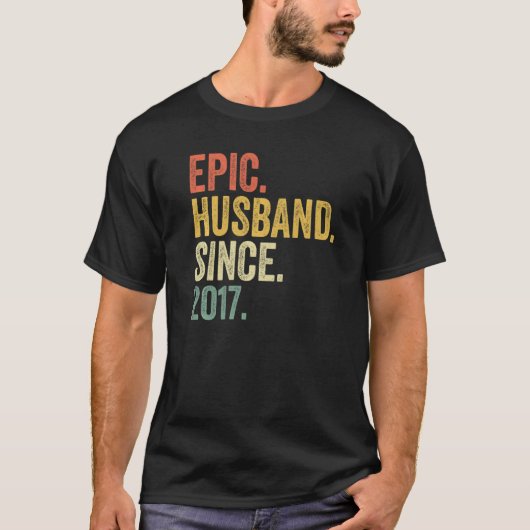 T-shirt Mari épopé depuis 2017 6 Ans 6ème Mariage Annive (Devant)