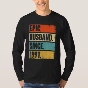 T-shirt Mari épopé rétro depuis 1991 31e Mariage Anivers