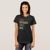 T-shirt Mari épopé rétro depuis 2014 8ème Mariage Anivers (Devant entier)