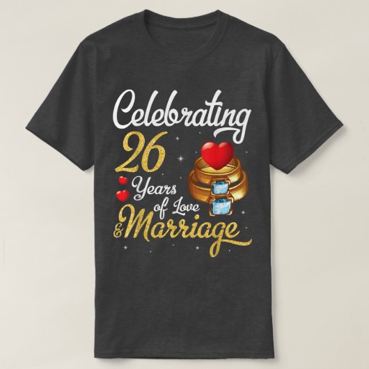 T-shirt Mari et femme célébrant 26 ans d'amour mariage (Design devant)