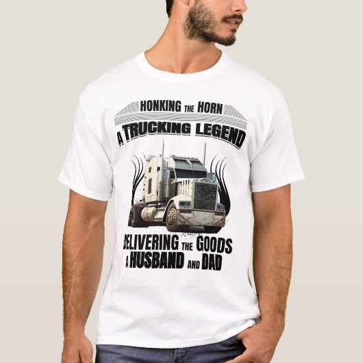 T-shirt mari papa camionneur légende pour blanc (Devant)