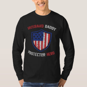 T-shirt Mari Papa Protecteur Héros Fête des Pères Américai
