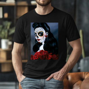 T-shirt Maria Crâne sucre Roses rouges