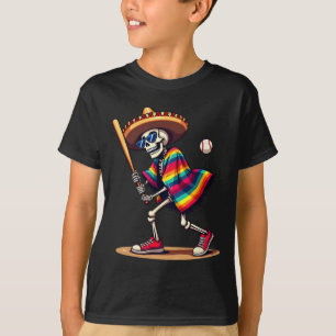 T-shirt Mariachi Skeleton Baseball Cinco De Mayo Mexicain 
