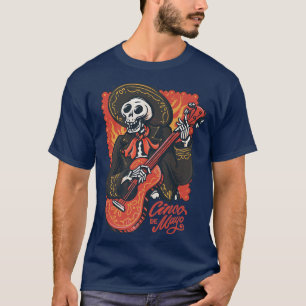 T-shirt Mariachi Skeleton Jouer Guitare Cinco de Mayo 