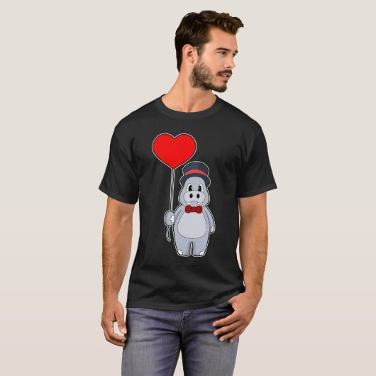 T-shirt Mariage Ballon Hippopotame Toiletté (Devant entier)