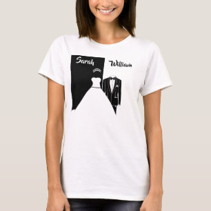 T-shirt mariage blanc en tuxedo noir