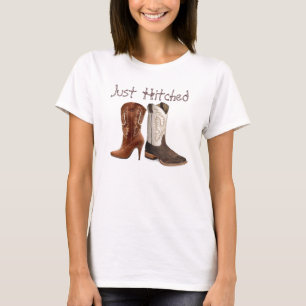 T-shirt mariage de bottes de cowboy de l'ouest