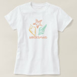 T-shirt Mariage de Bridesmaid Seashell Beach<br><div class="desc">Le design Bridesmaid a un motif de coquillages,  fait partie de la collection de mariage de plage et est disponible dans plus de styles.</div>
