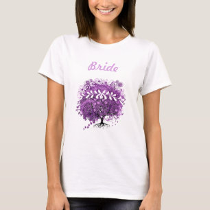 T-shirt Mariage de feuille d'arbre de coeur violet radiant