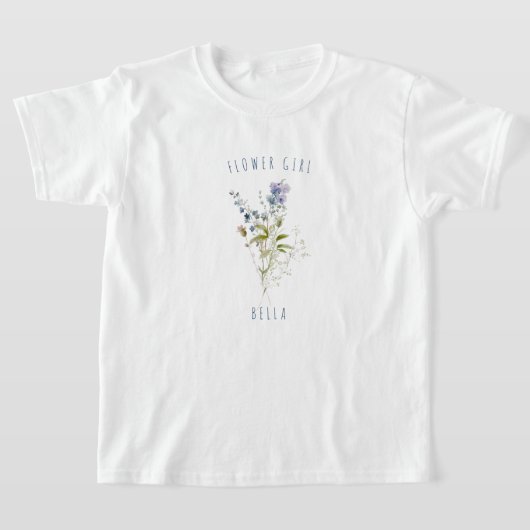 T-shirt Mariage de Fleur sauvage d'aquarelle bleu Flower G (Poser)