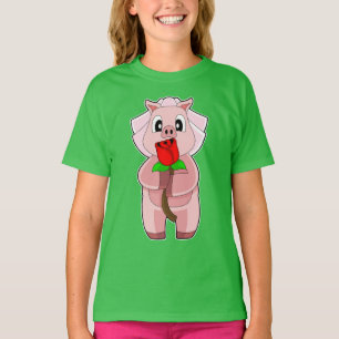 T-shirt Mariage de la mariée porc Rose