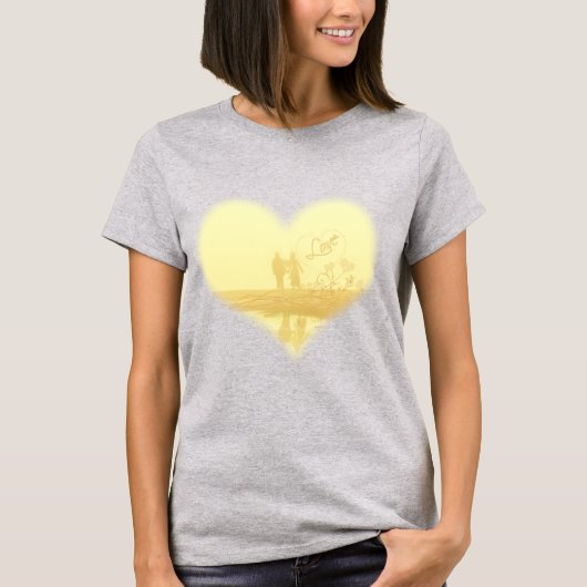 T-shirt Mariage de la plage de Coeur Jaune (Devant)