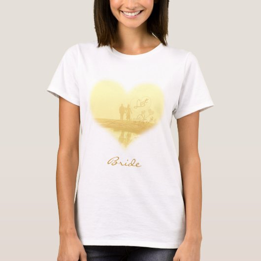 T-shirt Mariage de la plage de Coeur Jaune (Devant)