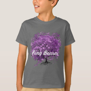 T-shirt Mariage de l'arbre à feuilles de coeur violet de l