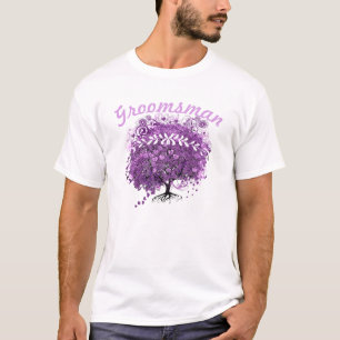 T-shirt Mariage de l'arbre à feuilles en forme de cœur vio