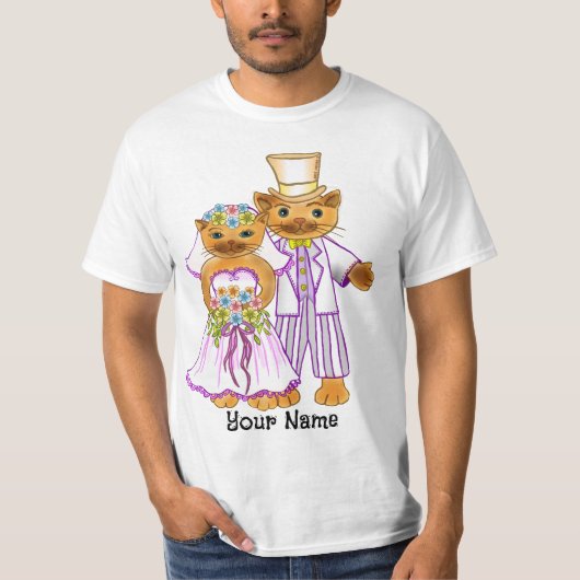 T-shirt mariage de mariée de chat et de chambre (Devant)
