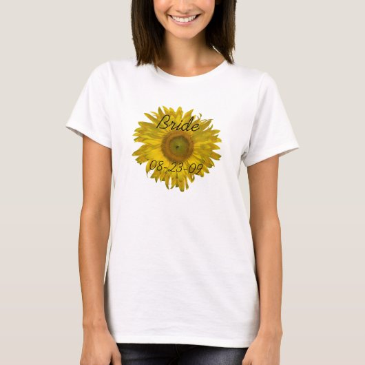 T-shirt Mariage de mariée de tournesol jaune (Devant)