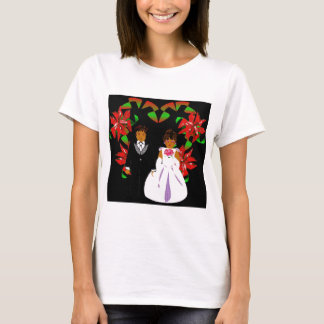 T-shirt Mariage de Noël Couple Heart Wreath I