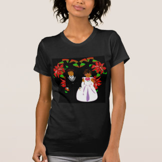 T-shirt Mariage de Noël Couple Heart Wreath I