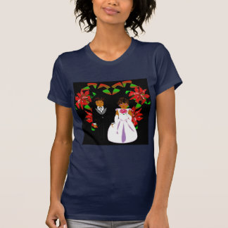 T-shirt Mariage de Noël Couple Heart Wreath I