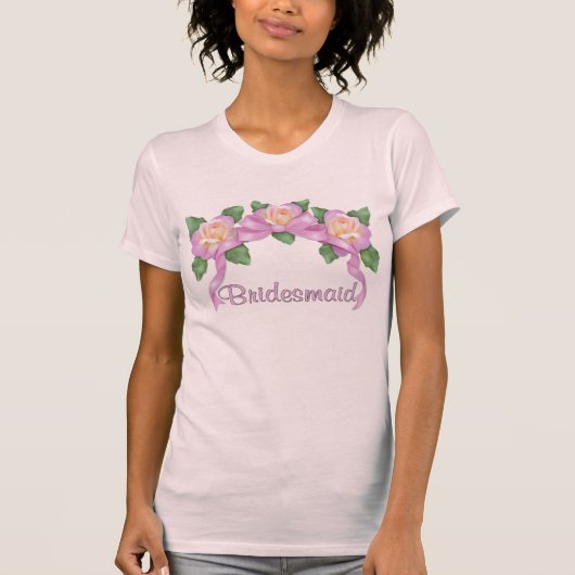 T-shirt Mariage de ruban rose - Bridesmaid (Devant)