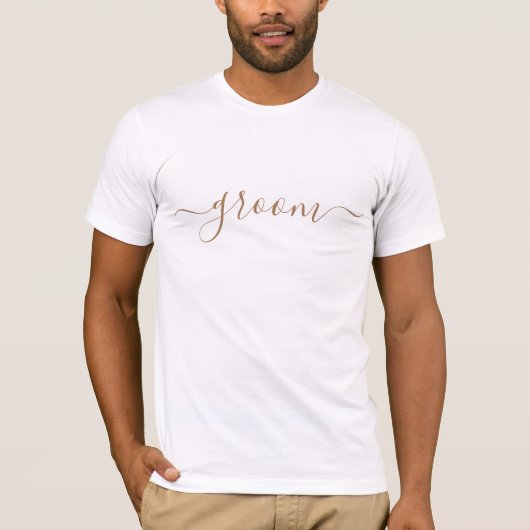 T-shirt Mariage de script moderne Groom Gold (Devant)