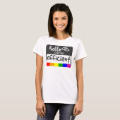 T-shirt Mariage drapeau arc-en-ciel Bonjour Nom Badge Offi (Devant entier)