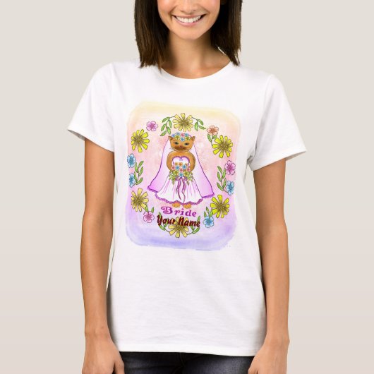 T-shirt Mariage personnalisé Floral Cat Bride (Devant)