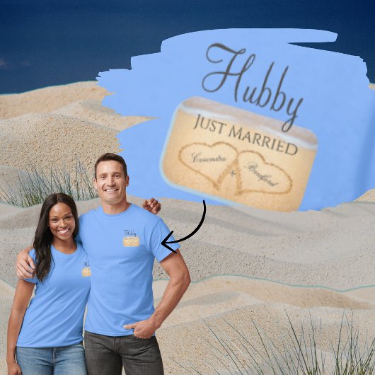 T-shirt Mariage plage 2 coeurs dans le sable