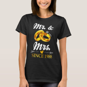 T-shirt Mariage Ring Marié M. & Mme depuis 1988 Couple 34