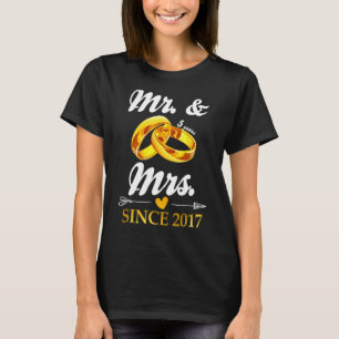 T-shirt Mariage Ring Marié M. & Mme depuis 2017 Couple 5