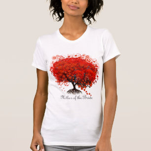 T-shirt Mariage romantique de feuille de coeur rouge