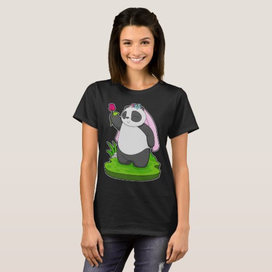 T-shirt Mariage Rose Panda Bride (Devant entier)