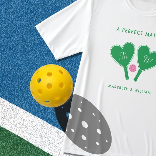 T-shirt Mariage Vert Prépa et Pickleball Rose
