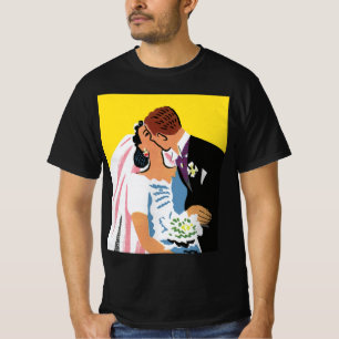 T-shirt Mariage Vintage, Mariés s'embrassant