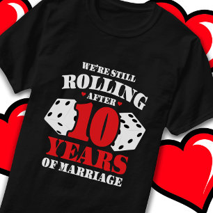 T-shirt Marié 10 ans rouler drôle 10e anniversaire