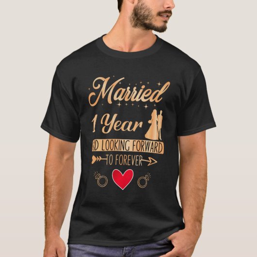 T-shirt Marié couple 1 an Mariage Anniversaire (Devant)
