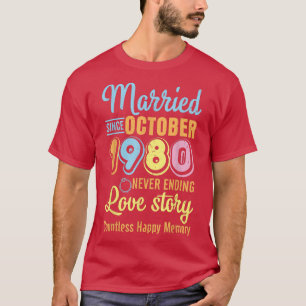 T-shirt Marié depuis octobre 1980 Never End Love Story Co