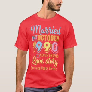 T-shirt Marié depuis octobre 1990 Never End Love Story Co