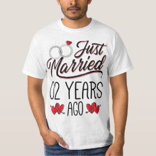 T-shirt Marié Il Y A 2 Ans Amusant Couple 2nd Annivers