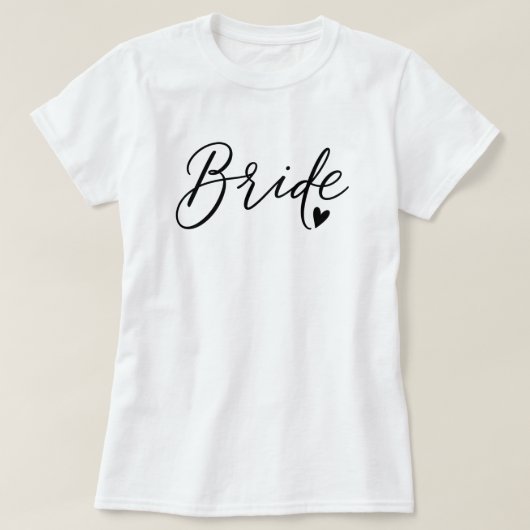 T-shirt Mariée à cœur chic en script (Design devant)