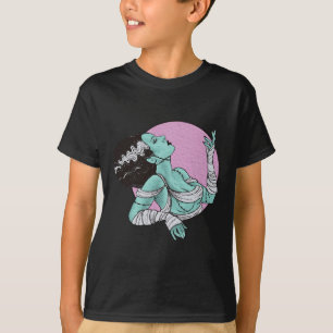 T-shirt Mariée De Frankenstein Halloween Rose Rétro