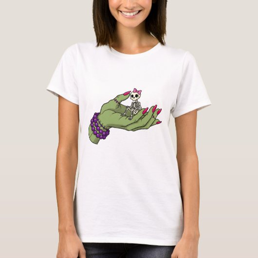 T-shirt Mariée de Frankenstein main avec Skeleton Bow (Devant)