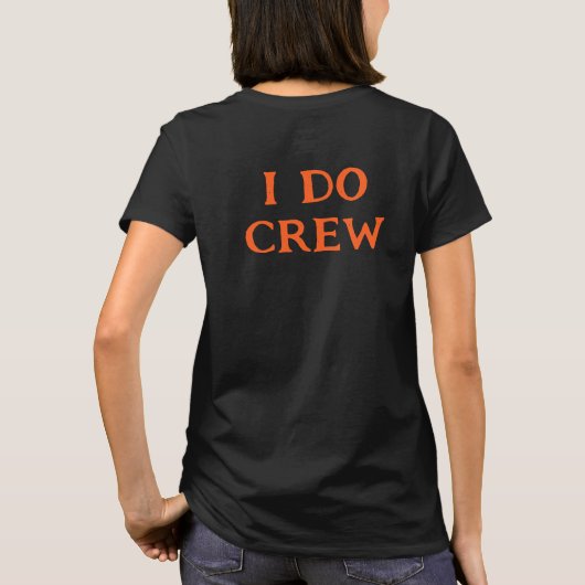 T-shirt Mariée d'Halloween I Do Crew Noir Et Orange Nom (Dos)