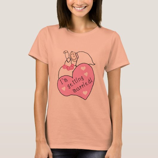 T-shirt Mariée et coeur Je me marie (Devant)