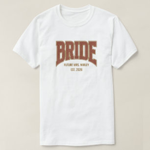 T-shirt Mariée Faux Paillettes Marron + Cuivre BRIDE Fianç