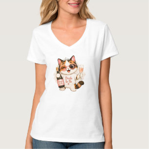 T-shirt Mariée future chat calicot mignon et cosy